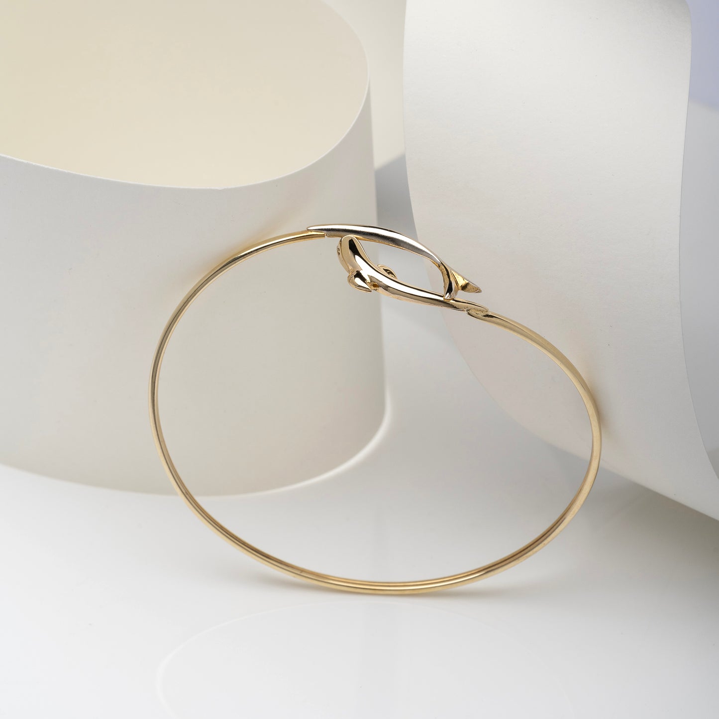 Women's Dolphin Bangle Bracelet in 14K Solid Gold