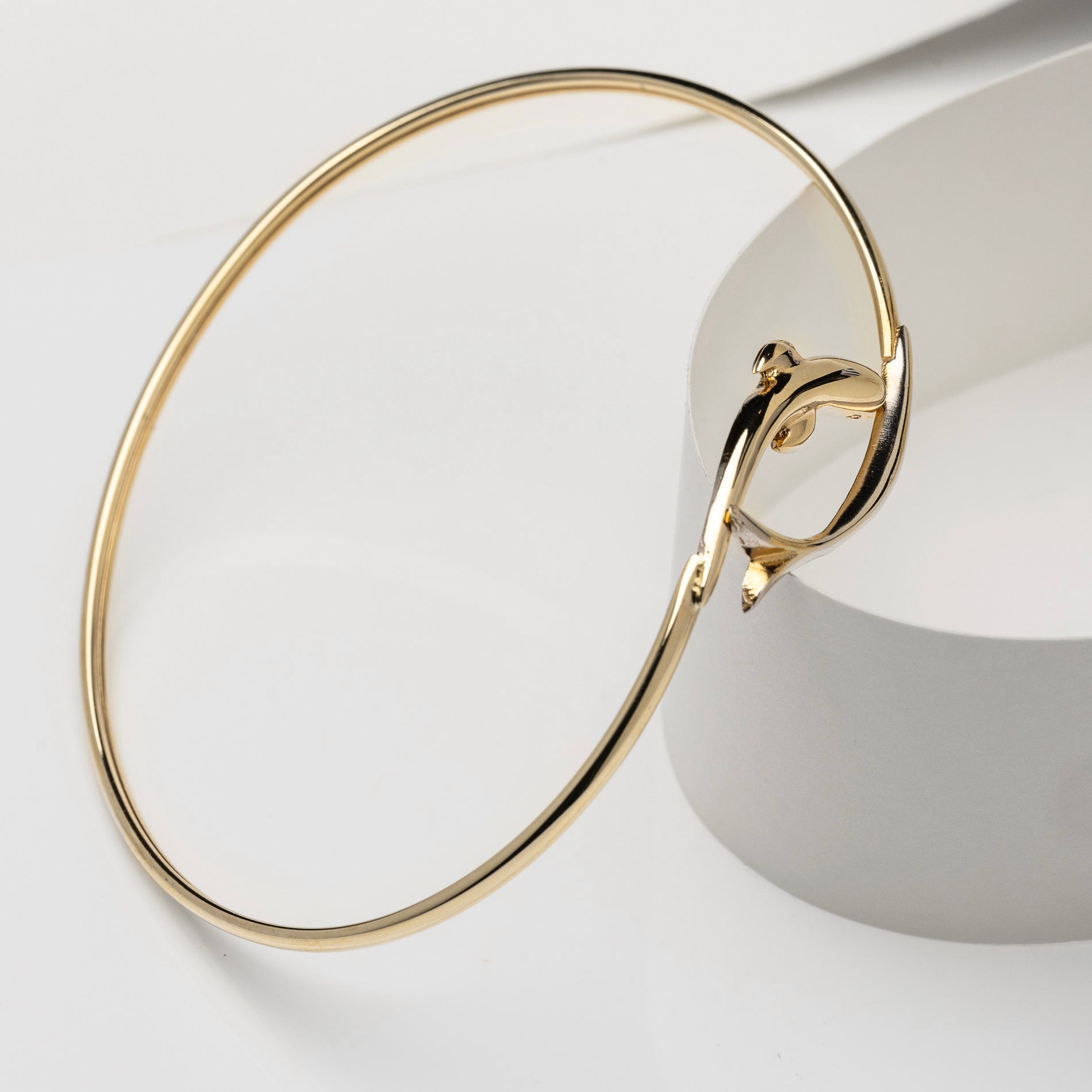 Women's Dolphin Bangle Bracelet in 14K Solid Gold