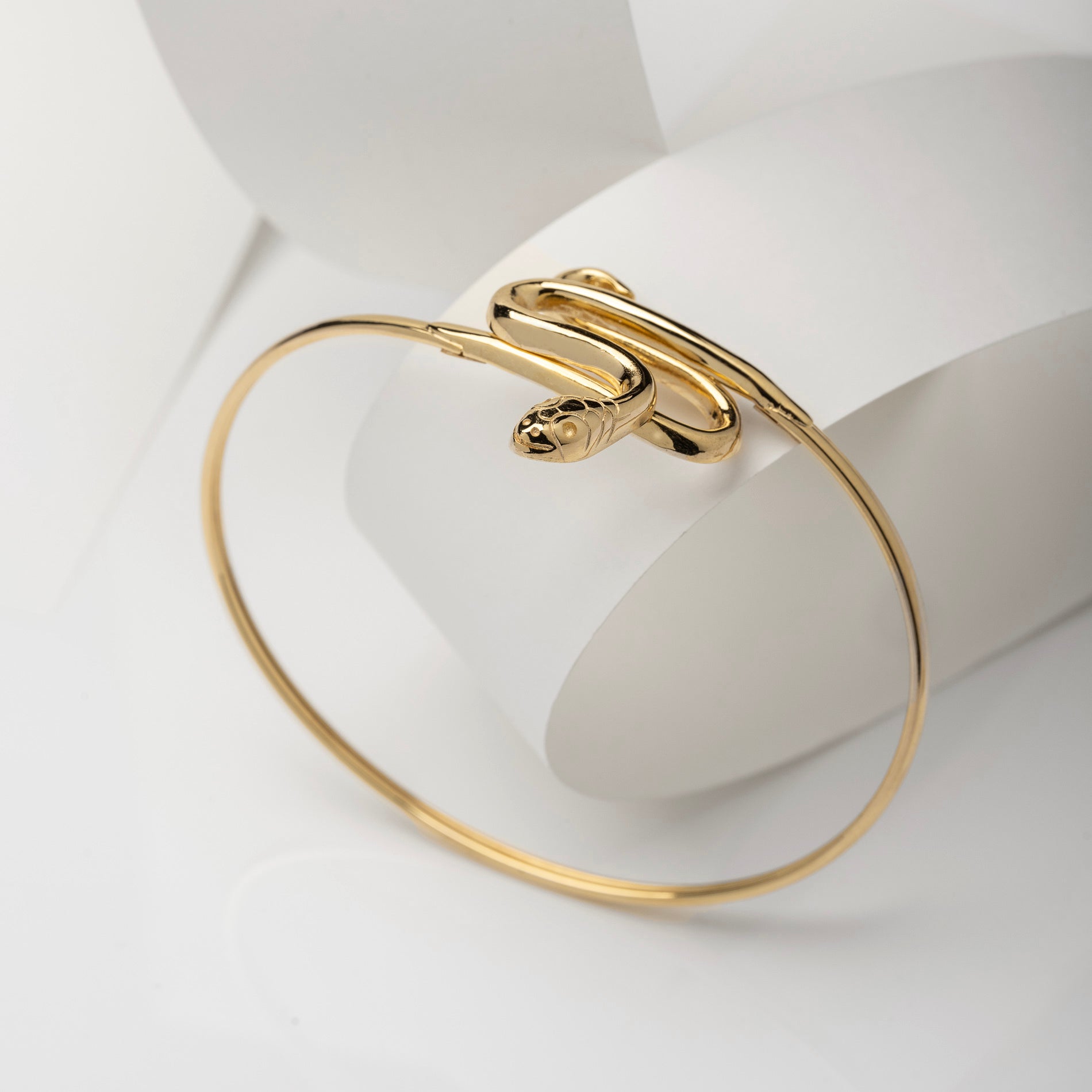 14k solid gold snake bangle bracelet for women