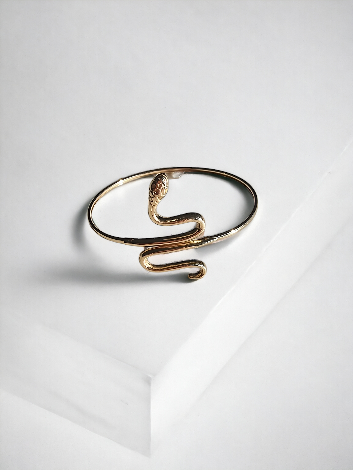 14k solid gold snake bangle bracelet for women