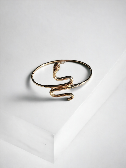 14k solid gold snake bangle bracelet for women