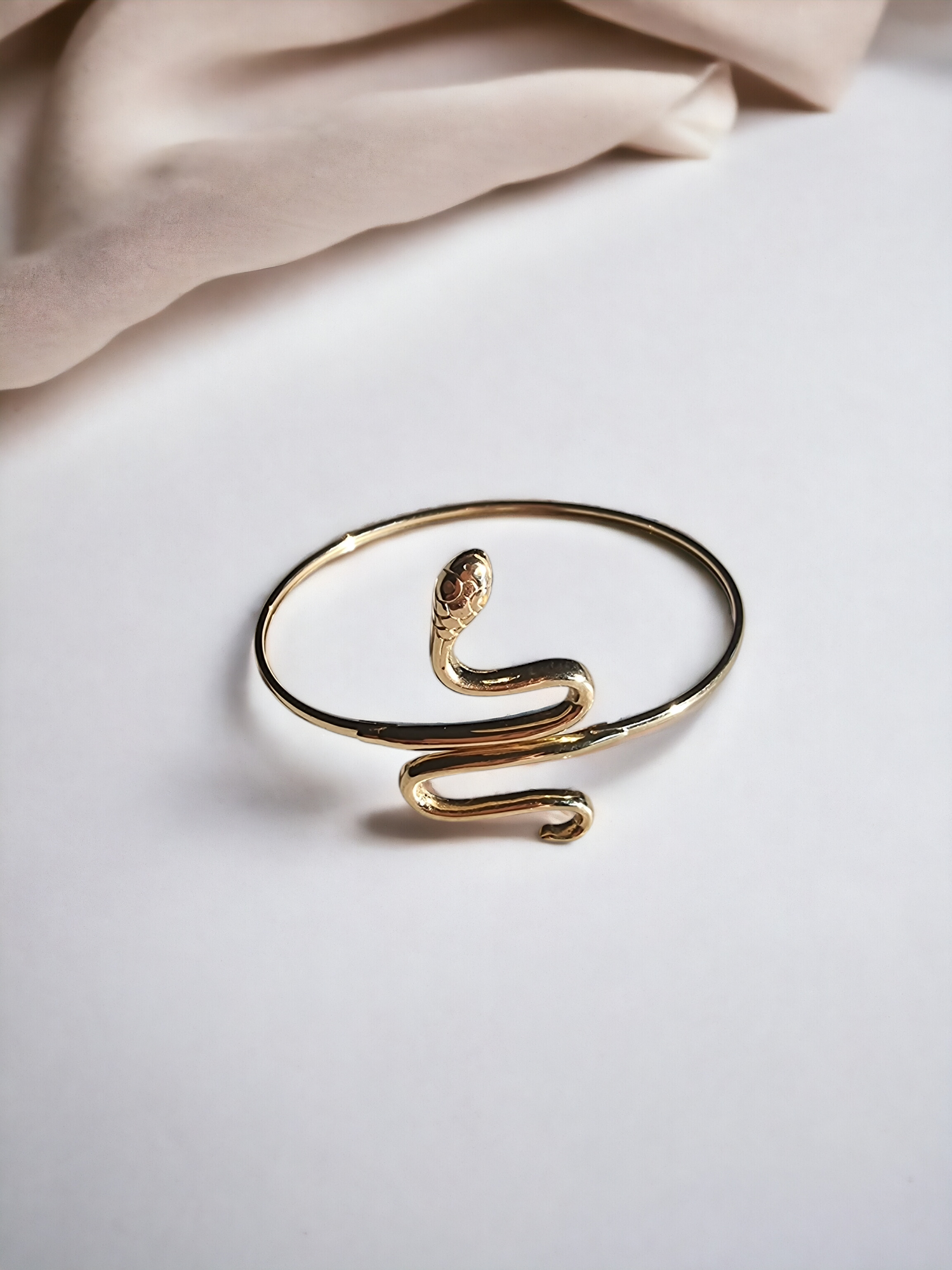 14k solid gold snake bangle bracelet for women