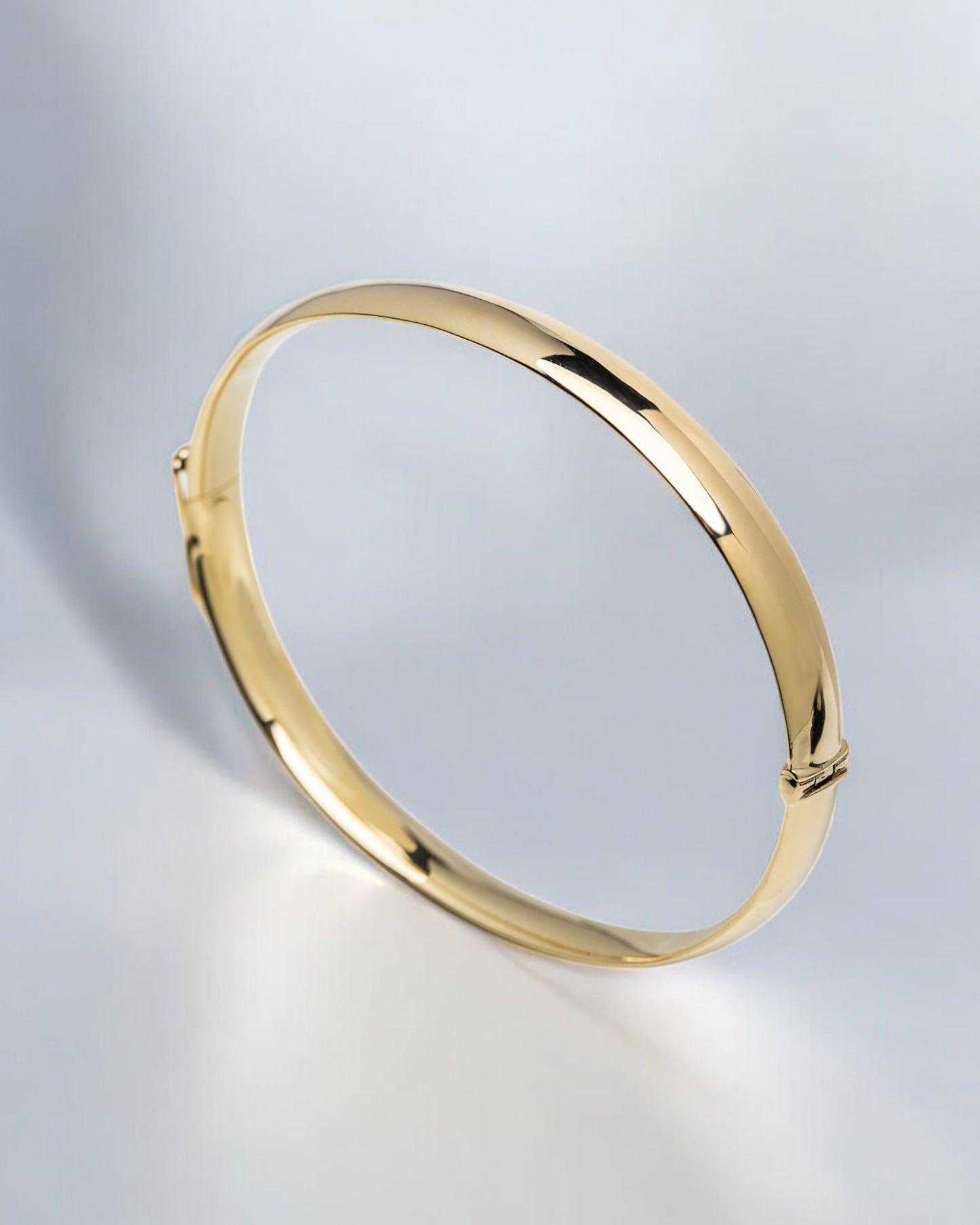 Classic High Polish Finish 14k Gold 6mm Dome Bangle Bracelet