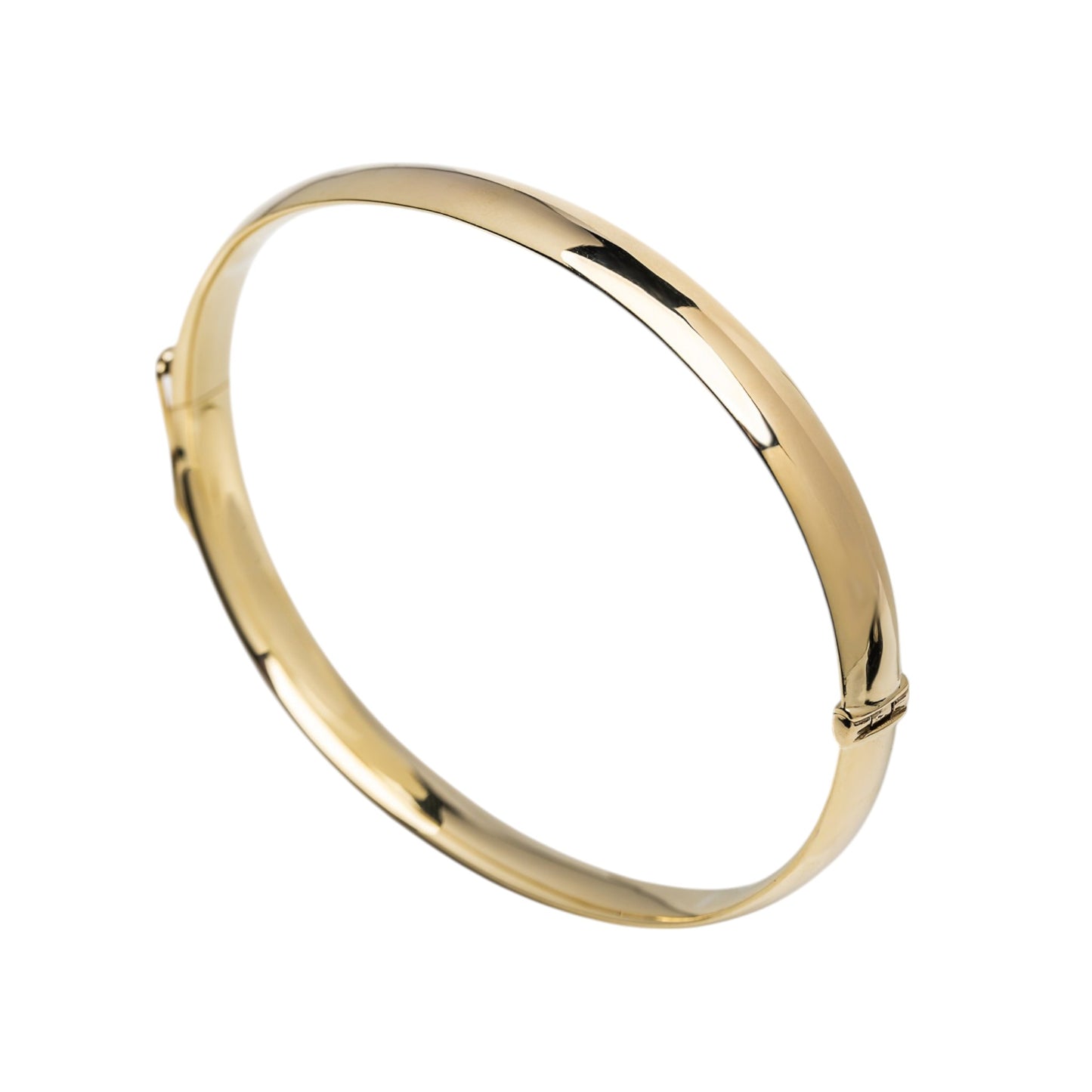 Classic High Polish Finish 14k Gold 6mm Dome Bangle Bracelet