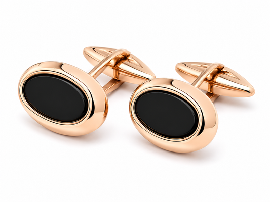 Onyx Oval Cufflinks in 14K Yellow Gold