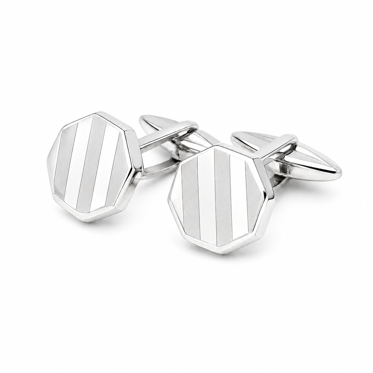 Octagon Cufflinks in 14K White Gold