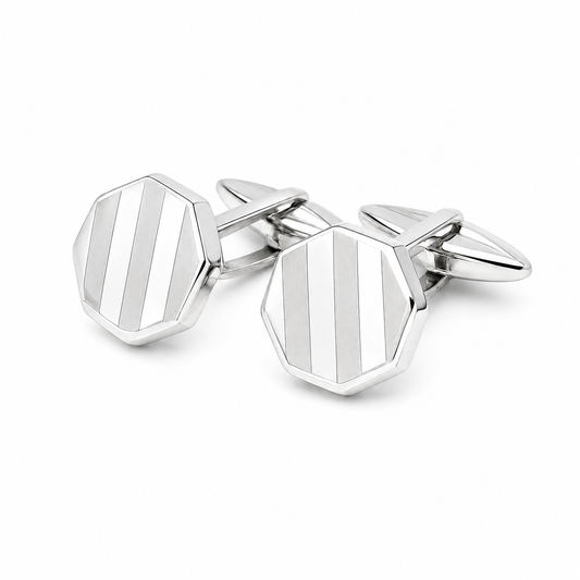 Octagon Cufflinks in 14K White Gold