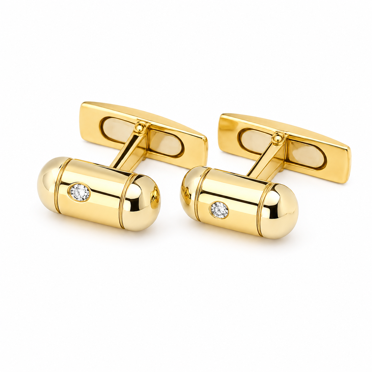 Two-Tone Diamond Cufflinks in 14k Gold