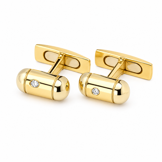 Two-Tone Diamond Cufflinks in 14k Gold
