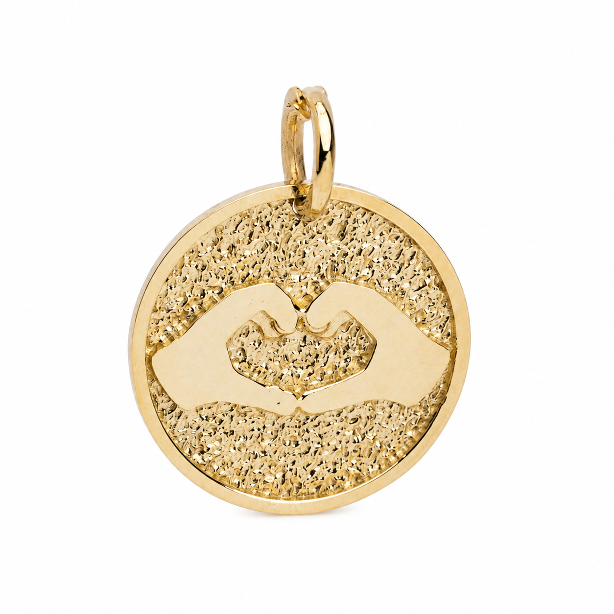 14k Solid Gold Heart Hands Necklace: Personalized Love Pendant
