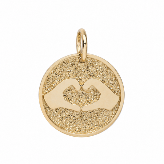 14k Solid Gold Heart Hands Necklace: Personalized Love Pendant