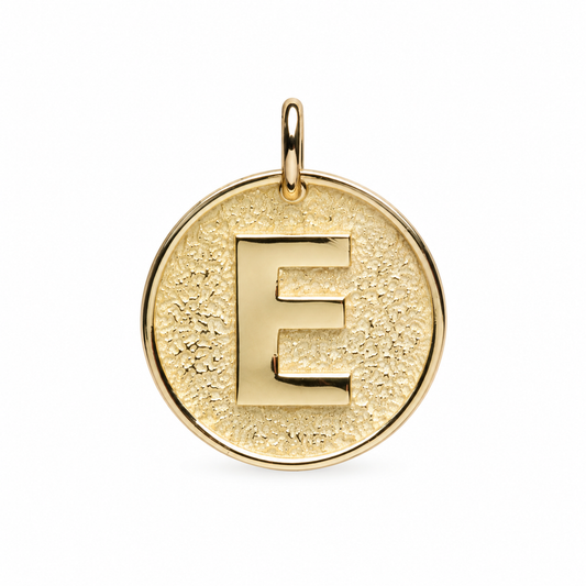 14k Solid Gold Initial Necklace: Personalized Sandblasted Letter Pendant