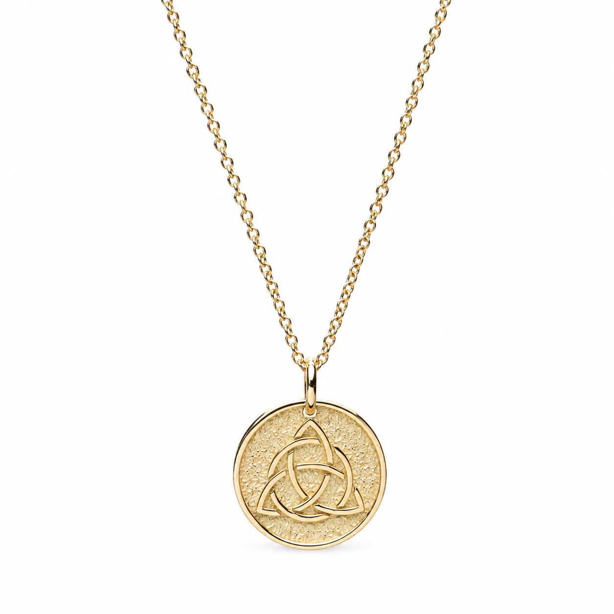 14k Solid Gold Trinity Knot Pendant Necklace - Engravable Celtic Charm