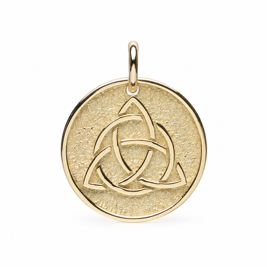14k Solid Gold Trinity Knot Pendant Necklace - Engravable Celtic Charm