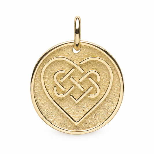 14k Gold Celtic Love Knot Necklace: Sandblasted Irish Jewelry