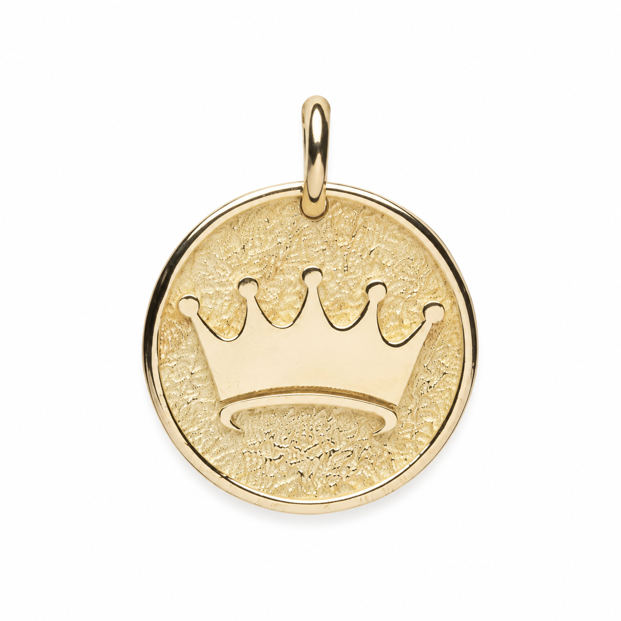 Dainty 14k Solid Gold Crown Pendant Necklace - Personalized Initial