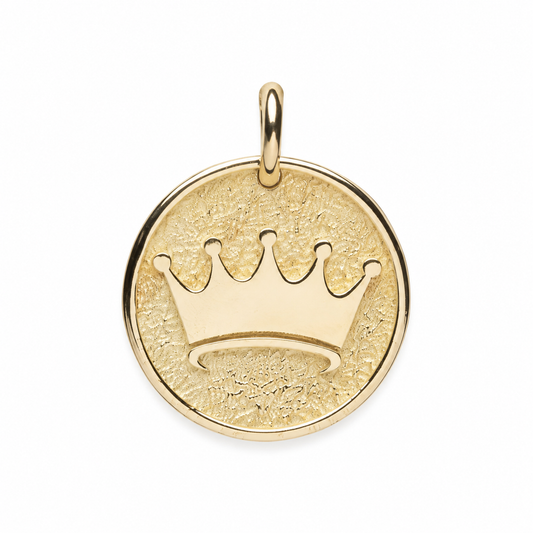 Dainty 14k Solid Gold Crown Pendant Necklace - Personalized Initial