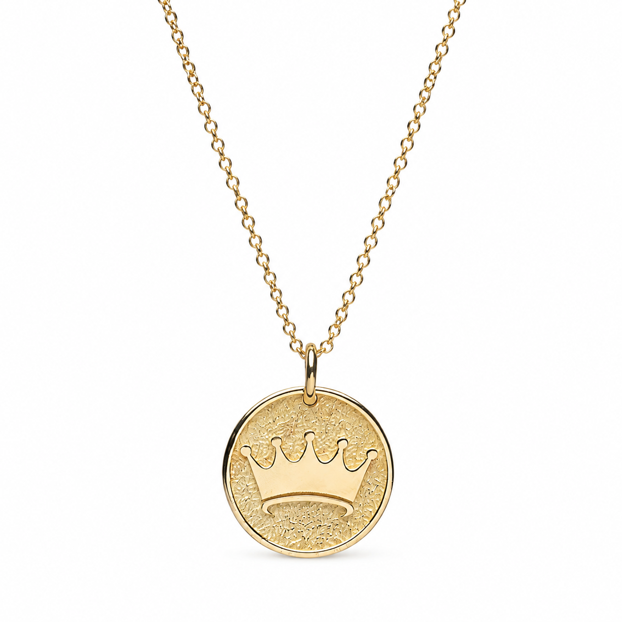 Dainty 14k Solid Gold Crown Pendant Necklace - Personalized Initial
