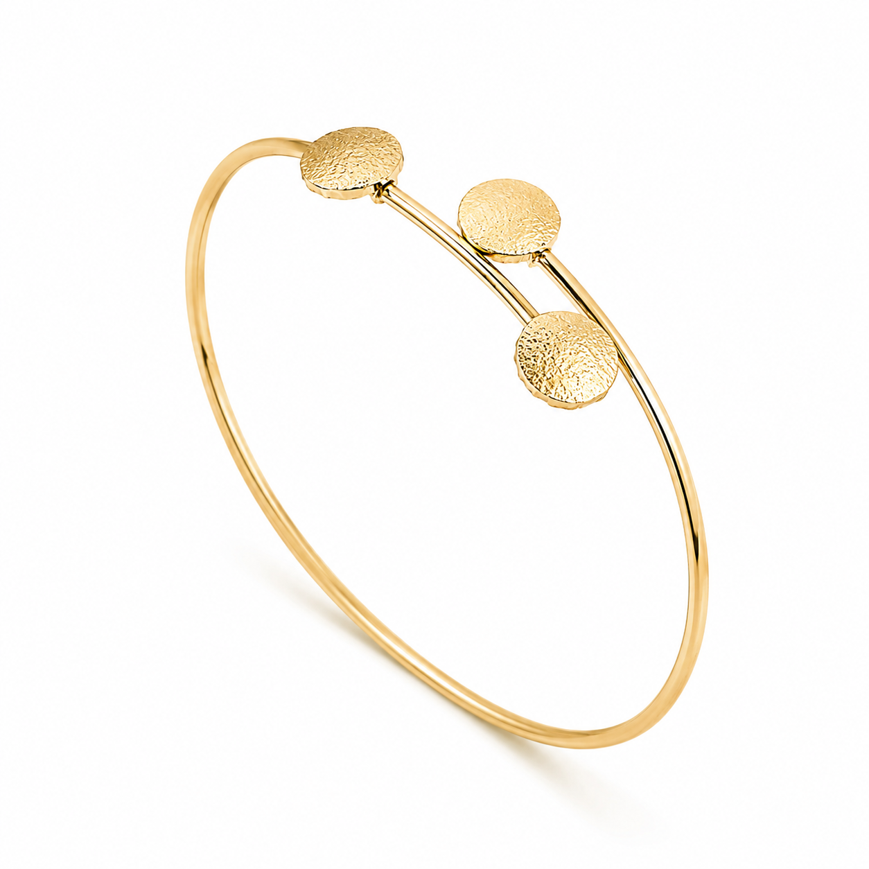 Thin Open Bangle Bracelet in 14K gold with Circles