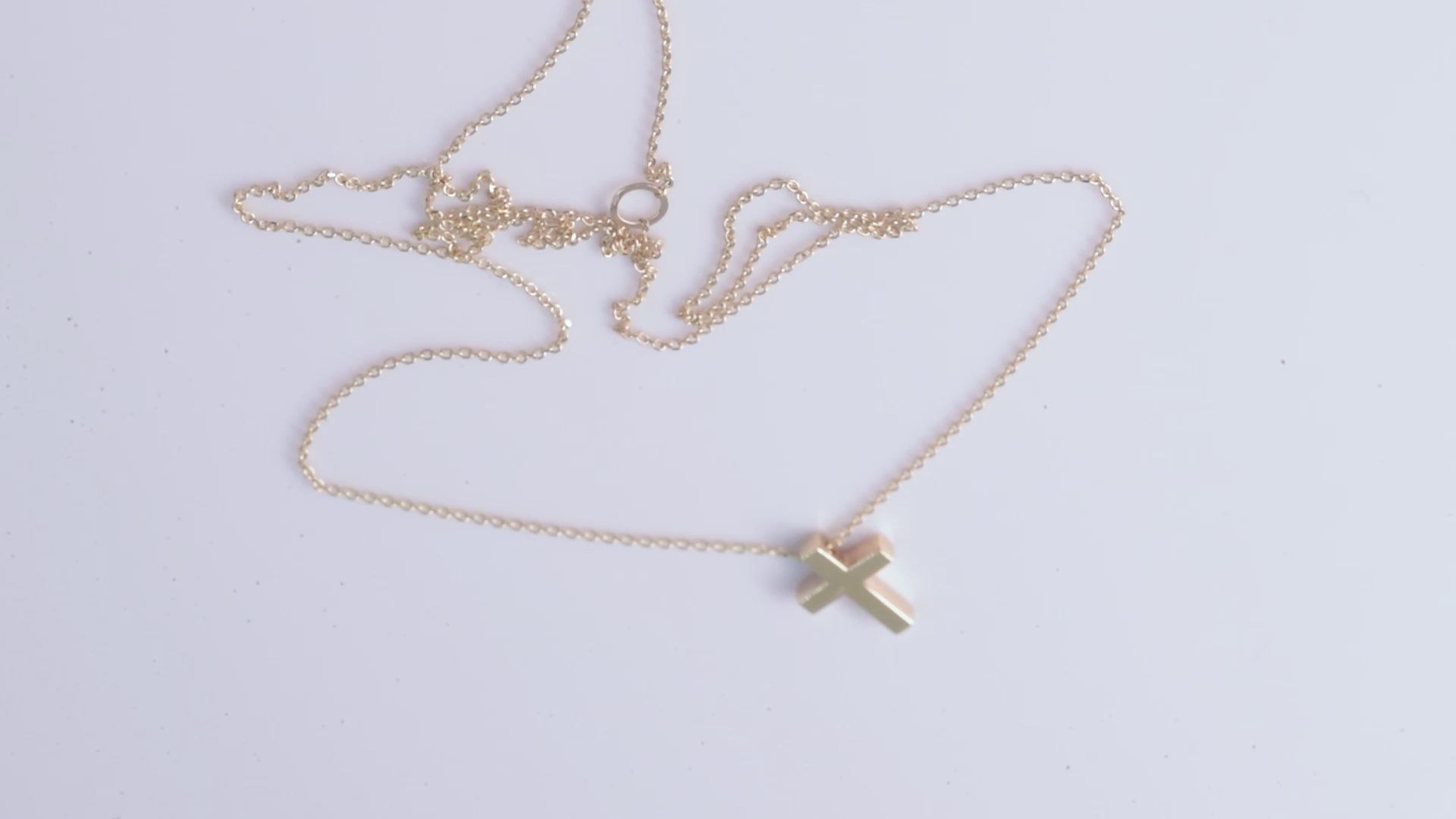 14K Solid Gold Petite Cross Necklace for Women