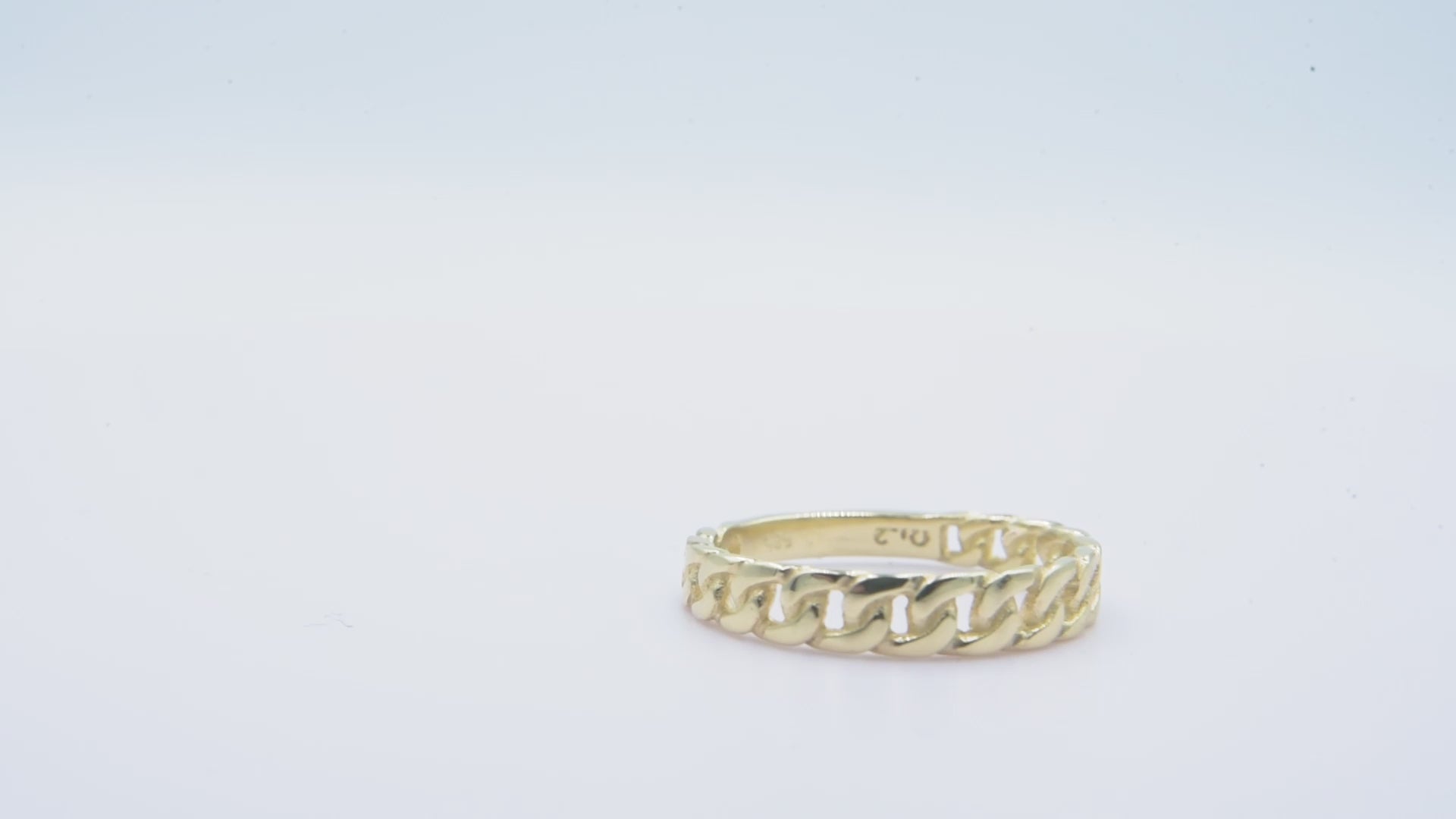 Handcrafted Cuban Link Ring in 14k Solid Gold for Women