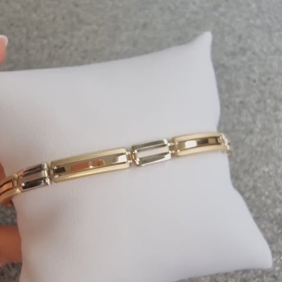 Two-Tone Gold Bracelet designed for men in 14k gold.