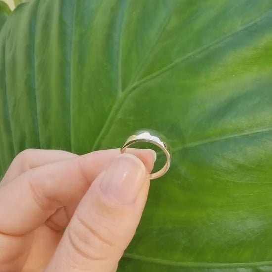 Handcrafted dome ring in 14k solid gold for women.