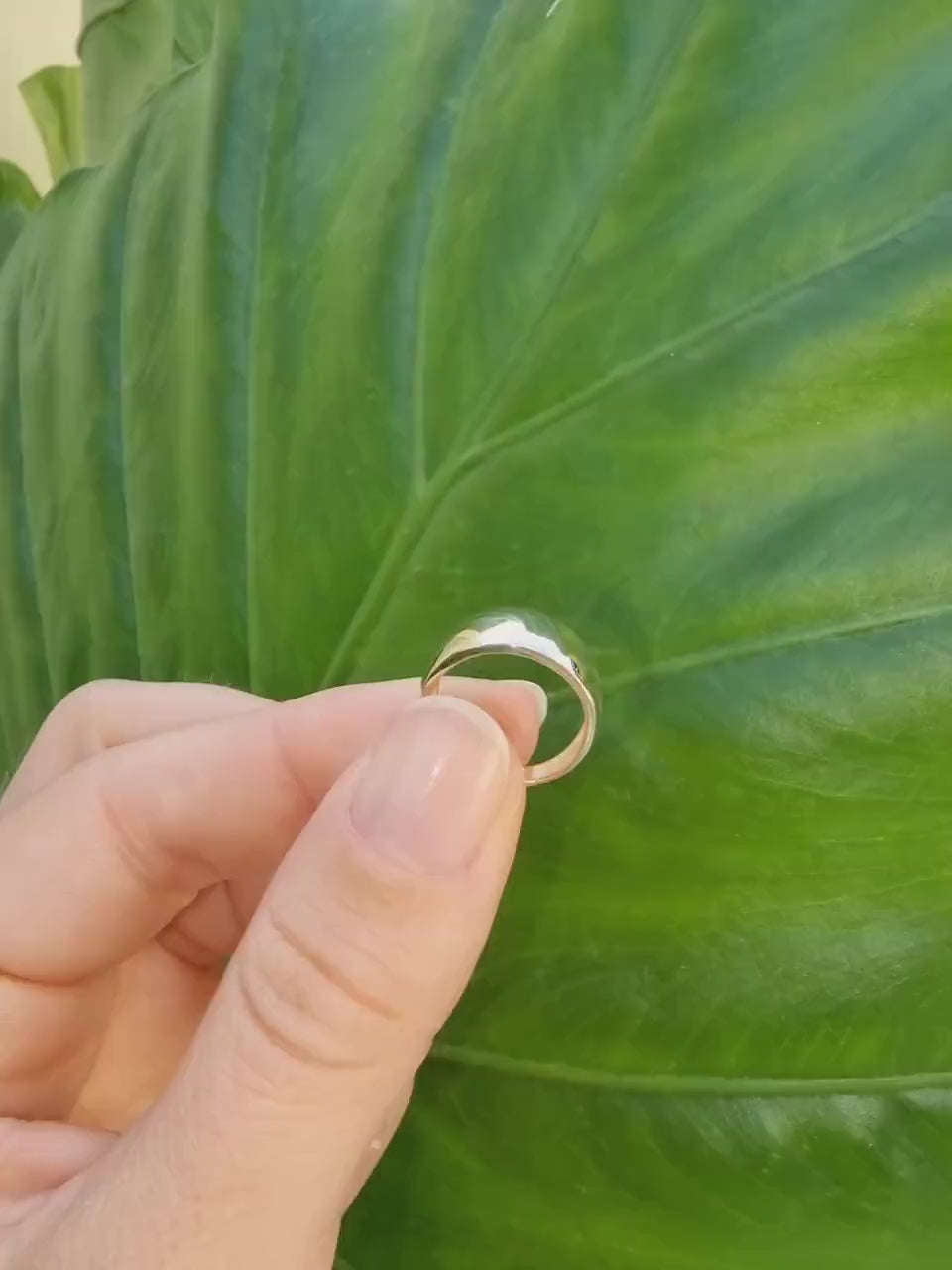 Handcrafted dome ring in 14k solid gold for women.