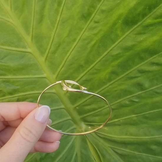 Women's Dolphin Bangle Bracelet in 14K Solid Gold