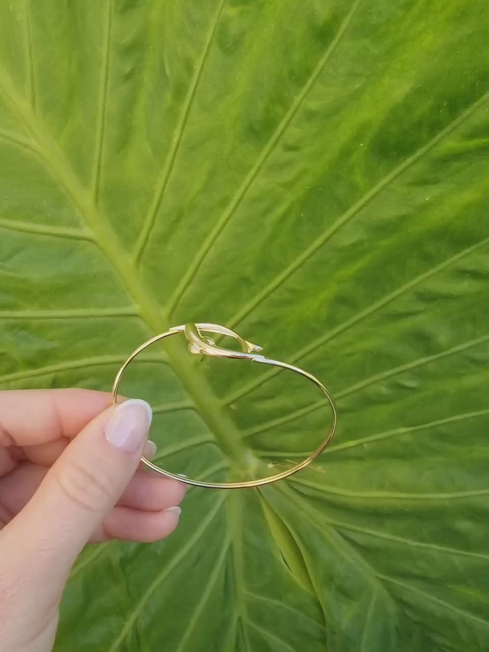 Women's Dolphin Bangle Bracelet in 14K Solid Gold