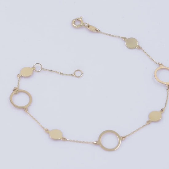 14k yellow gold bracelet for women with circles