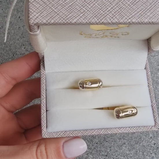 Two-tone Diamond Cufflinks in 14k Solid Gold