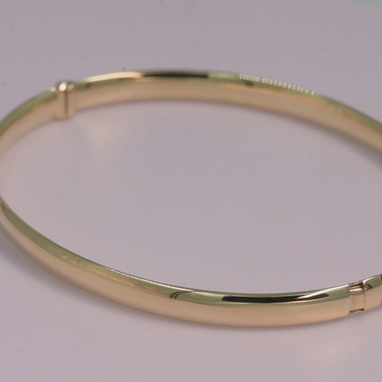 Custom Oval Bangle Bracelet in 14k Gold for Women