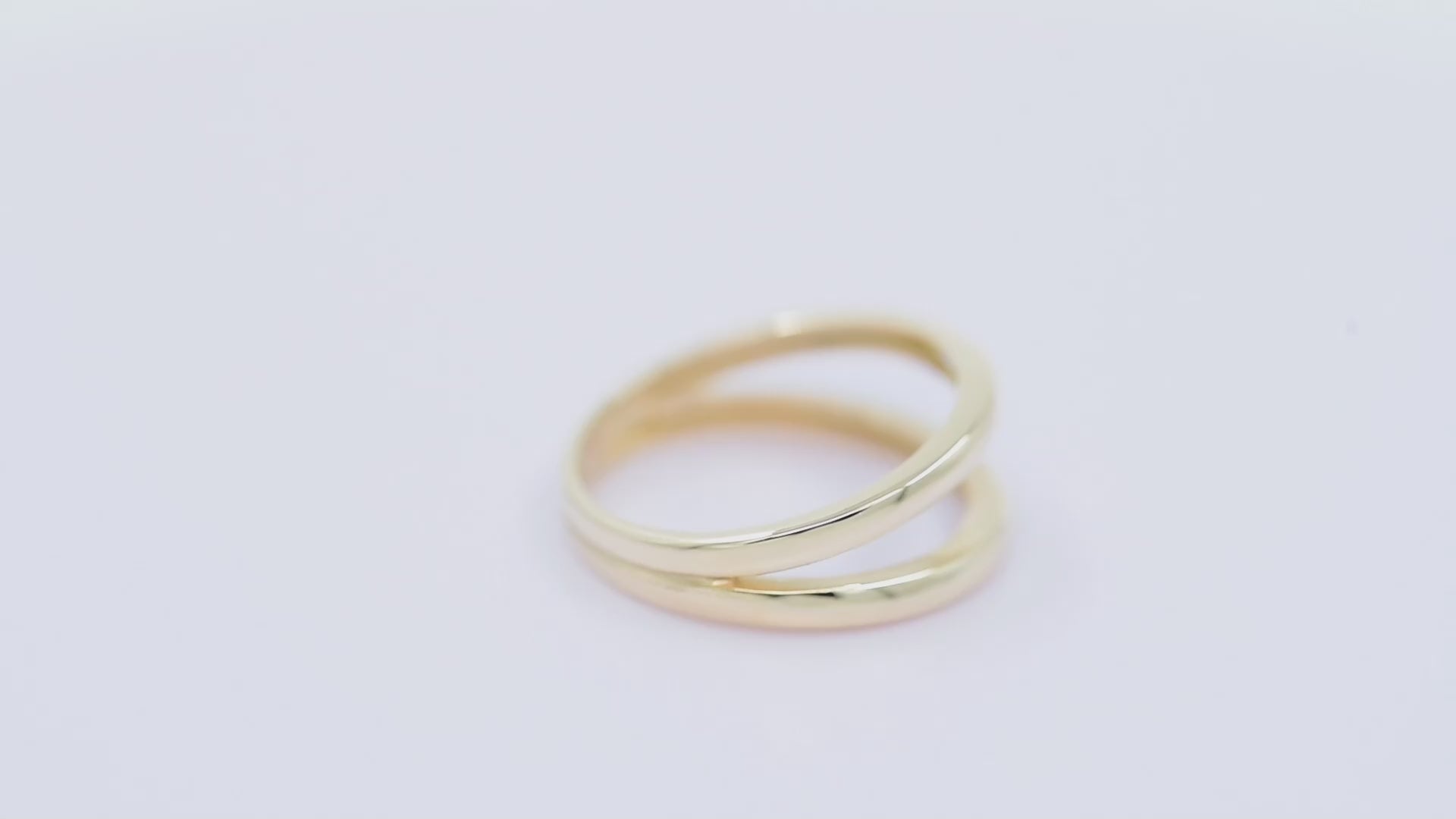 Handcrafted double-row ring for women, made of 14k solid yellow gold.