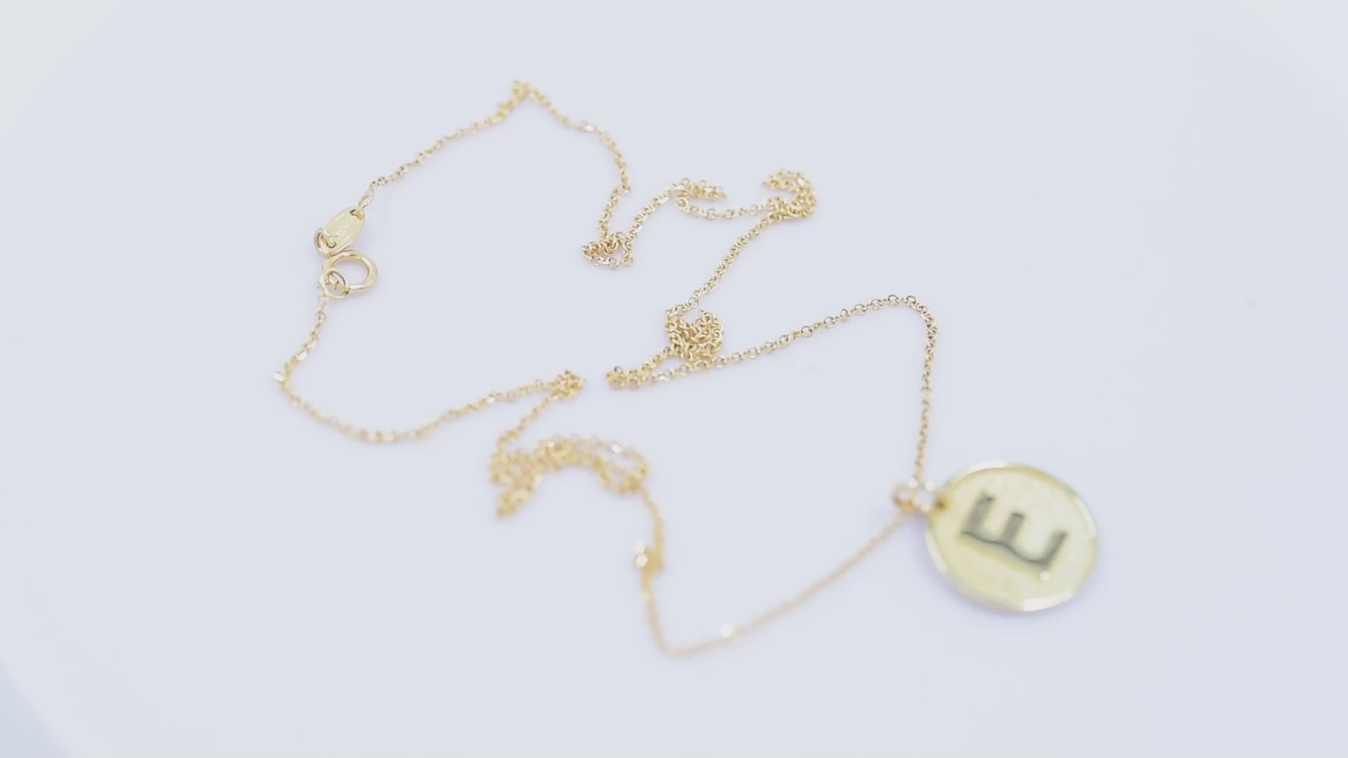 14k Gold Initial Necklace for women, featuring complimentary engraving on the reverse side.