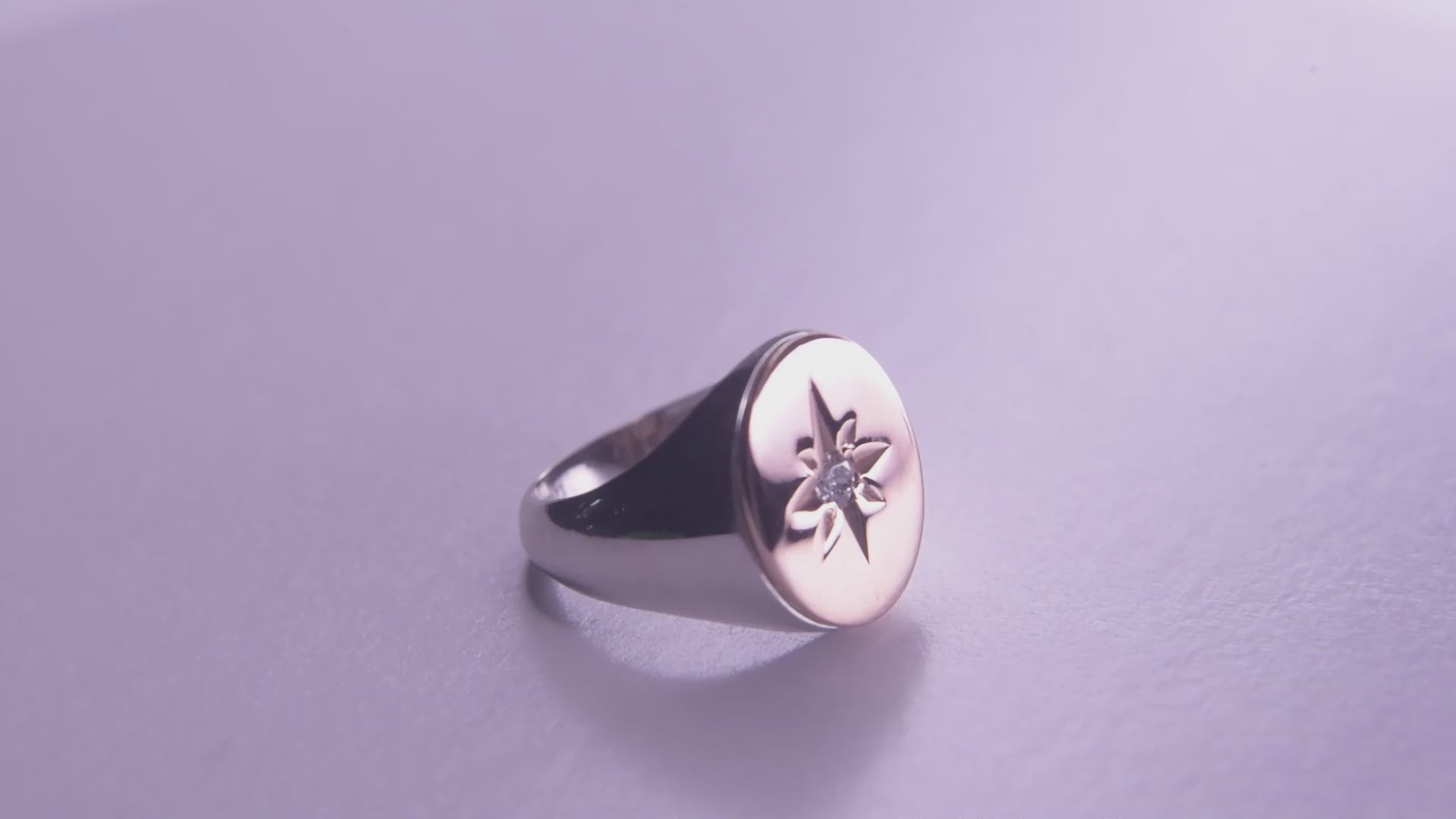 A two tone star signet ring crafted in 14k solid gold for women.