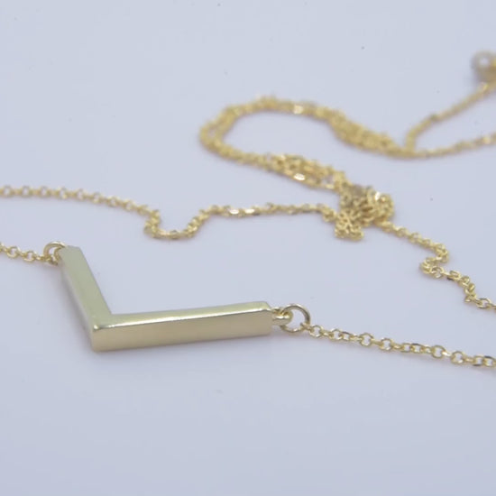 14k gold V shaped necklace for women