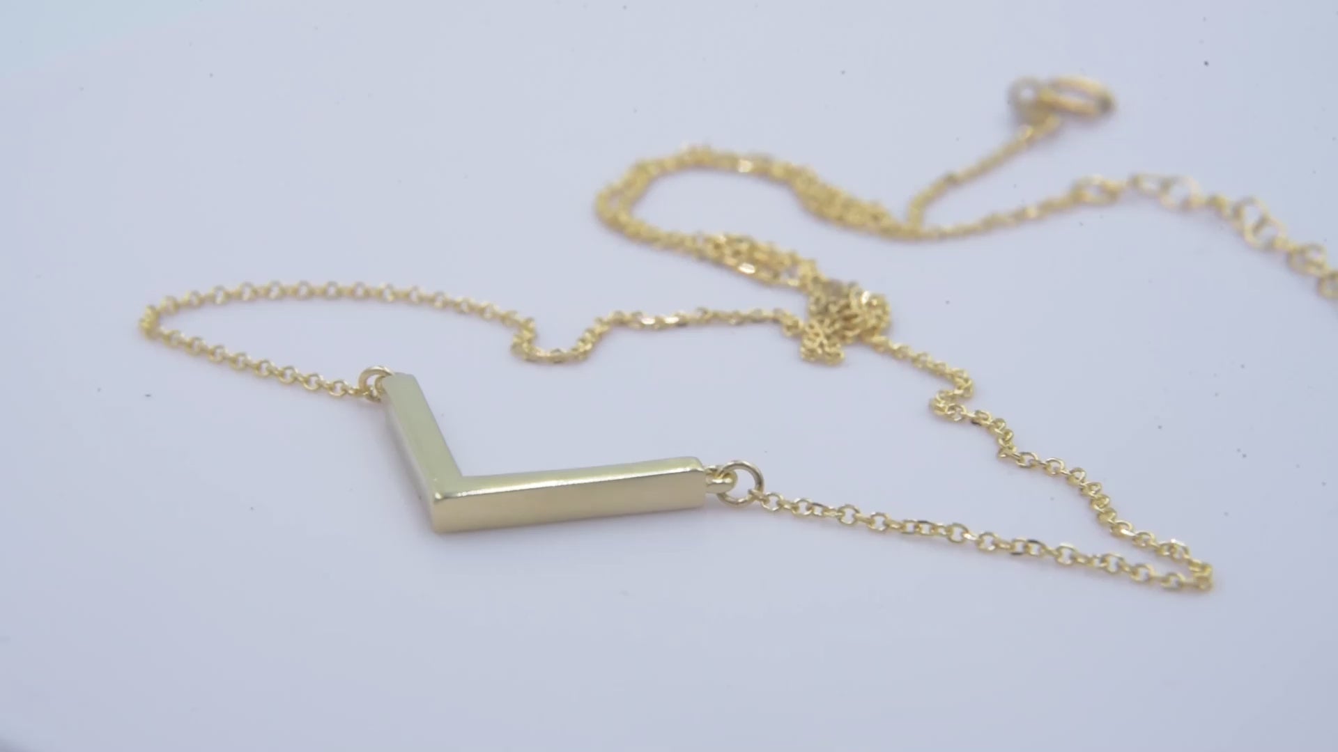 14k gold V shaped necklace for women