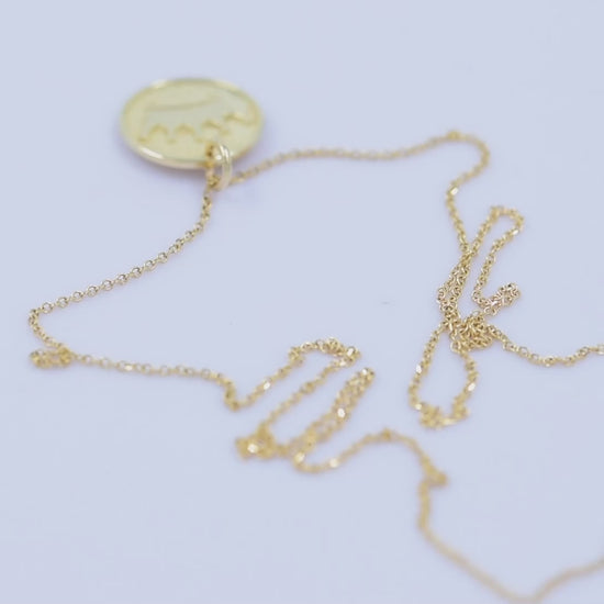 Elegant 14k Solid Gold Crown Necklace for women, including complimentary engraving on the reverse side.