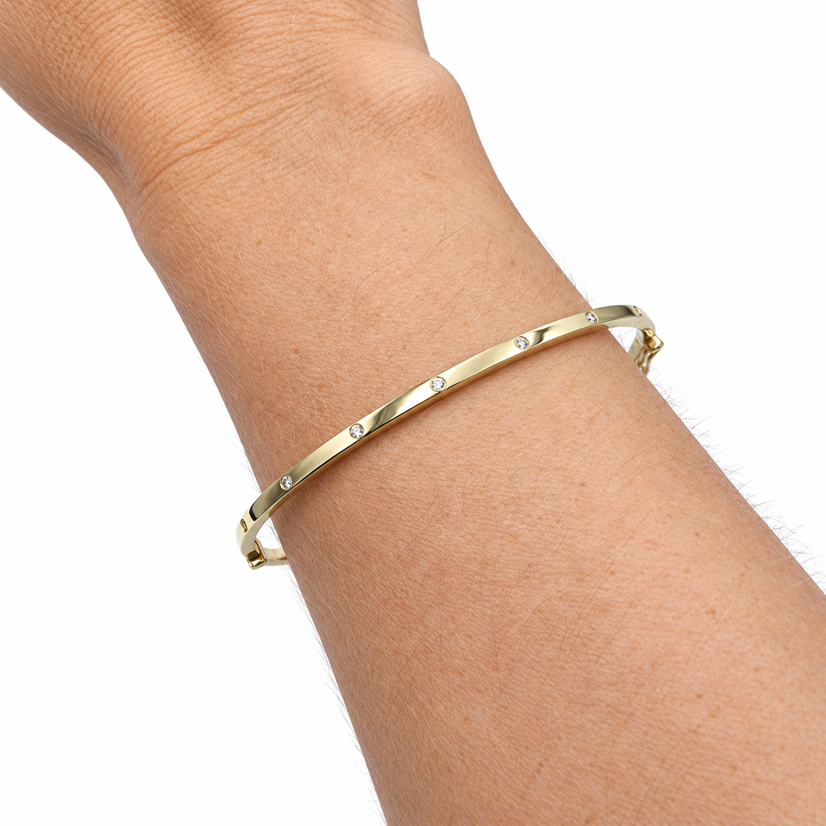 14K Gold Diamond Bangle Bracelet