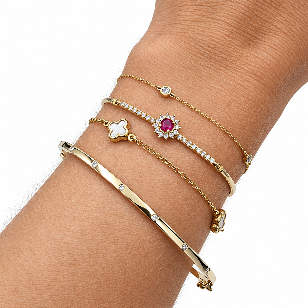 14K Gold Diamond Bangle Bracelet