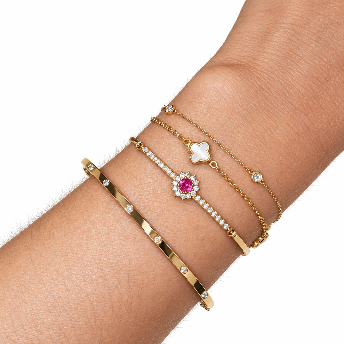 14K Gold Diamond Bangle Bracelet