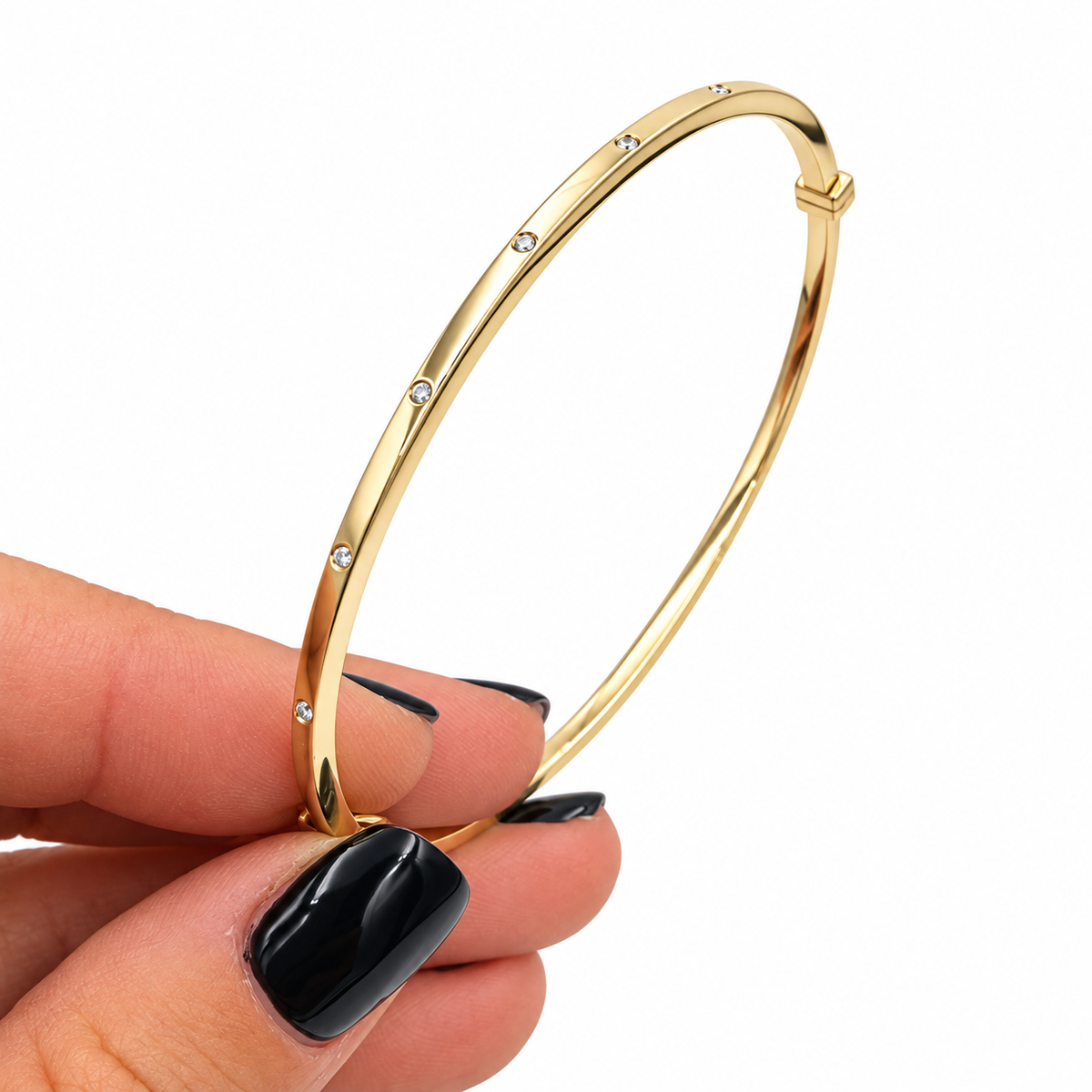 14K Gold Diamond Bangle Bracelet