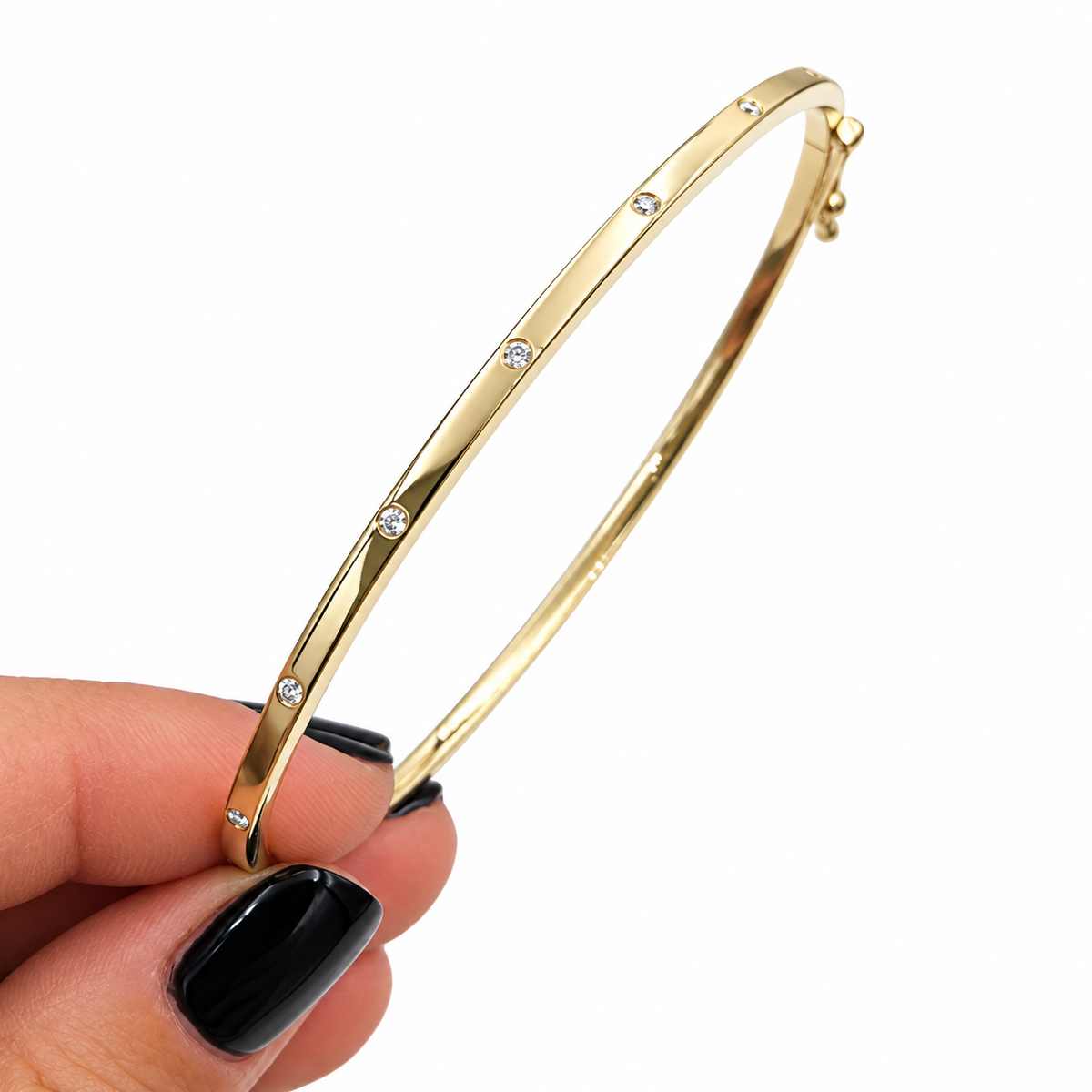 14K Gold Diamond Bangle Bracelet