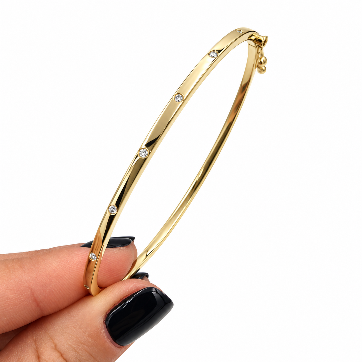14K Gold Diamond Bangle Bracelet