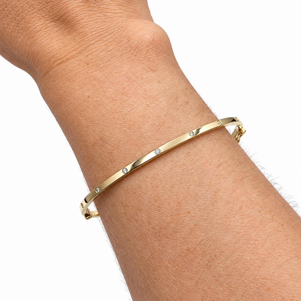 14K Gold Diamond Bangle Bracelet