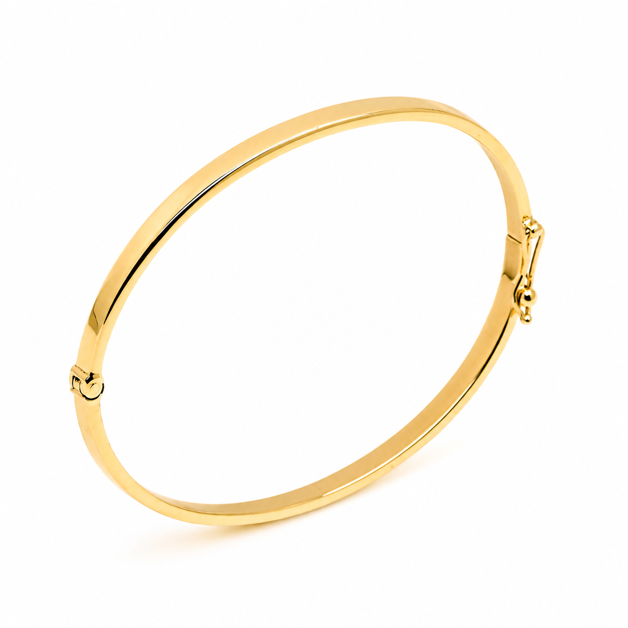 14k Gold bangle on a white background