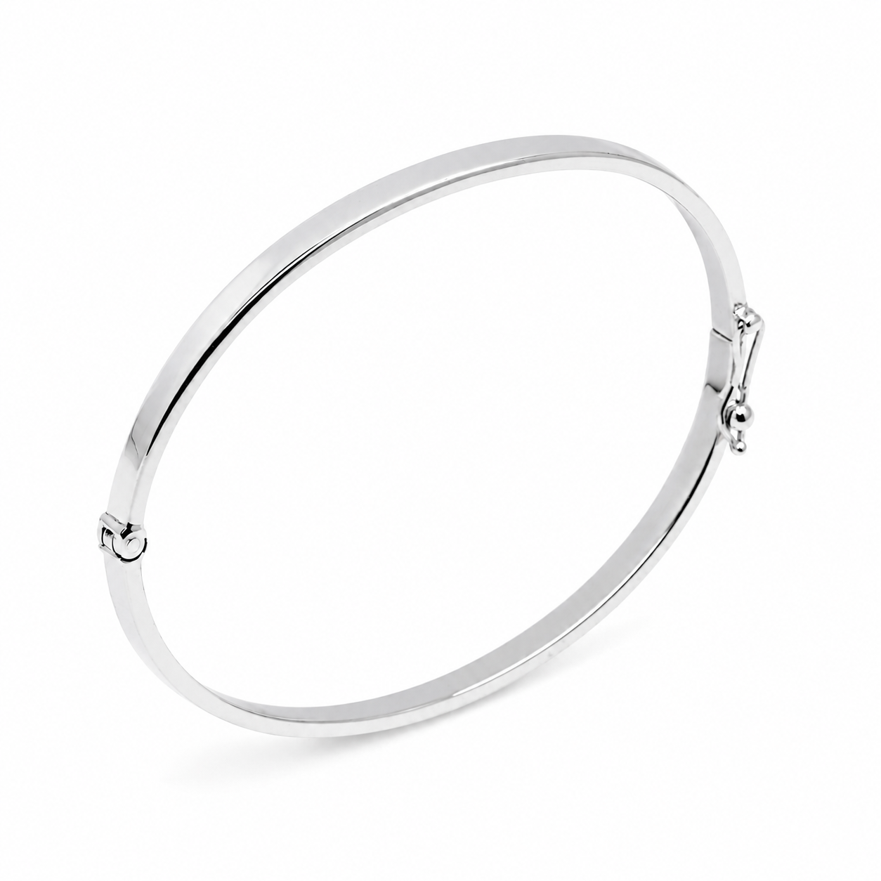 14k white Gold bangle on a white background