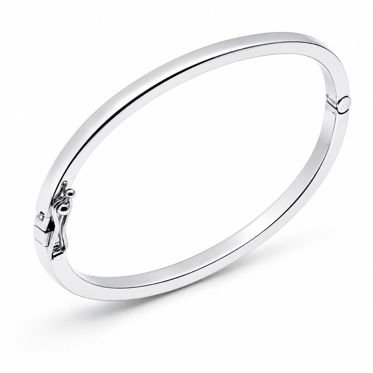14k white Gold bangle bracelet on a white background