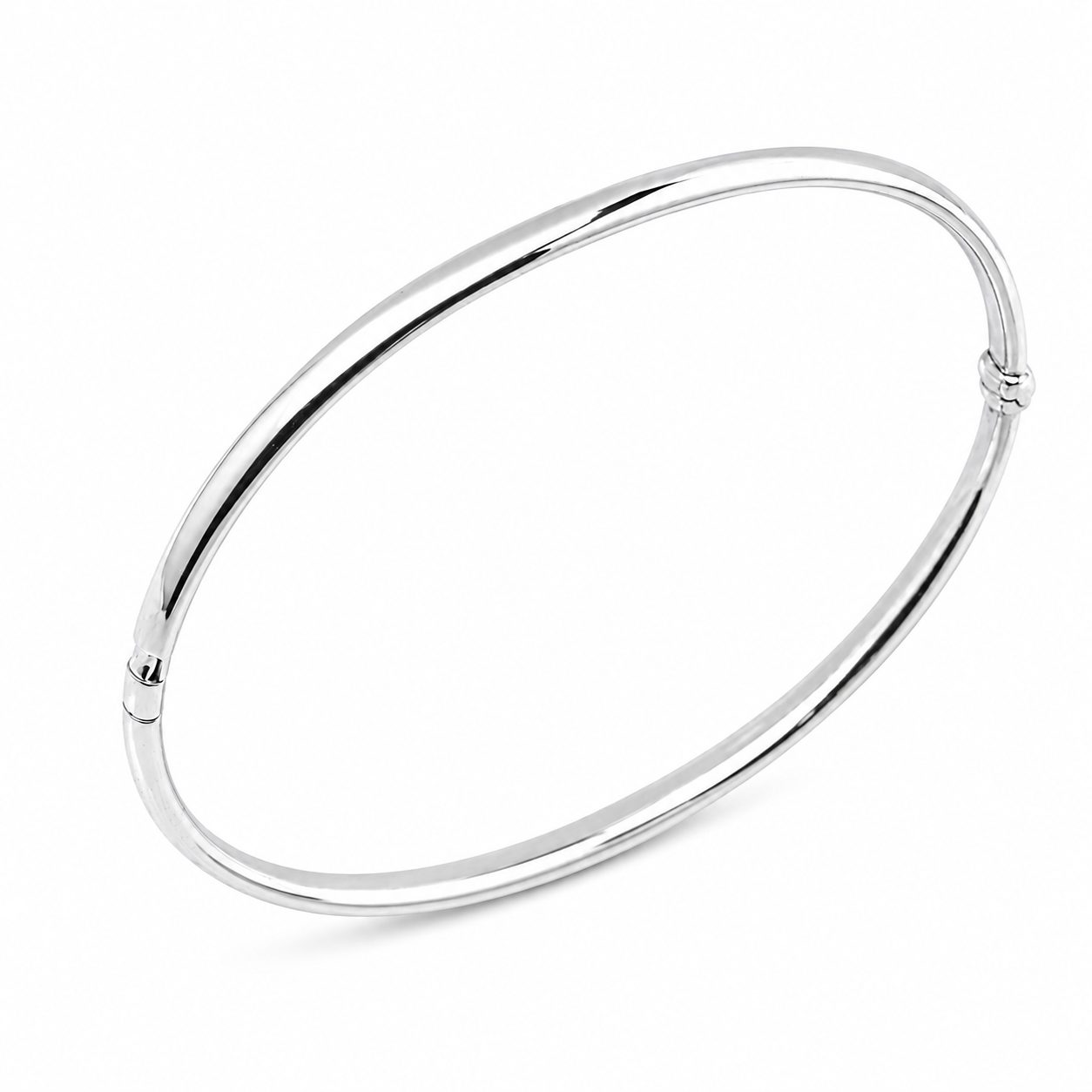 14k white Gold bangle on a white background